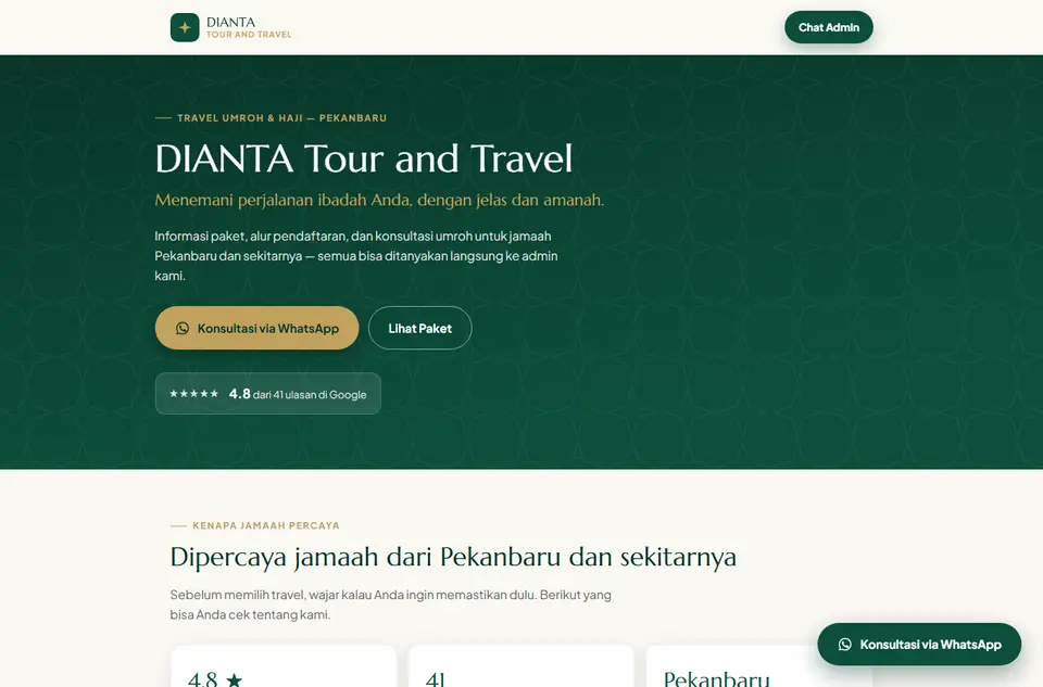 Thumbnail website Dianta Tour & Travel